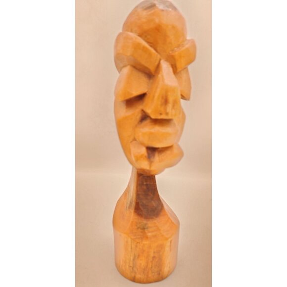 Hand-Carved Wooden Caribbean Tribal Figure Bust Vintage 12" Bahamas Native Head - Picture 1 of 7
